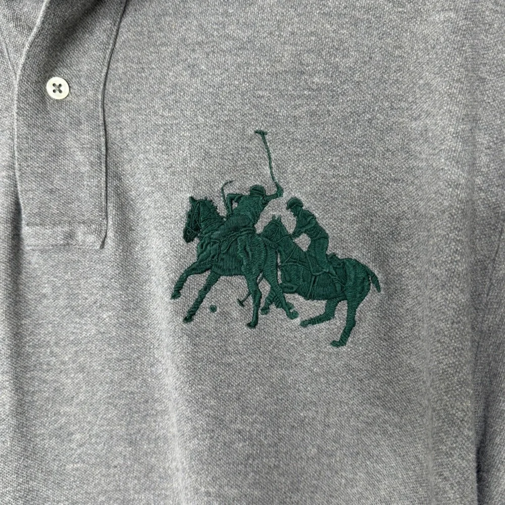 Polo Ralph Lauren Double Big Pony Long Sleeve Polo Shirt Leather‎ Trim XL